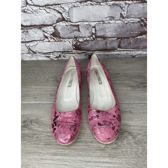 Osvaldo Pericoli Pink Leather Spots VTG Designer Ballet Flats Women 7M US/37.5EU - Picture 9 of 16